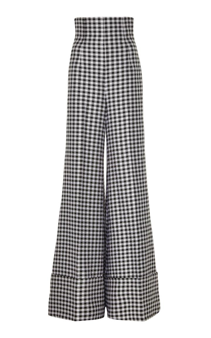 Emilia Wickstead Gingham High-rise Wide-leg Crepe Pants
