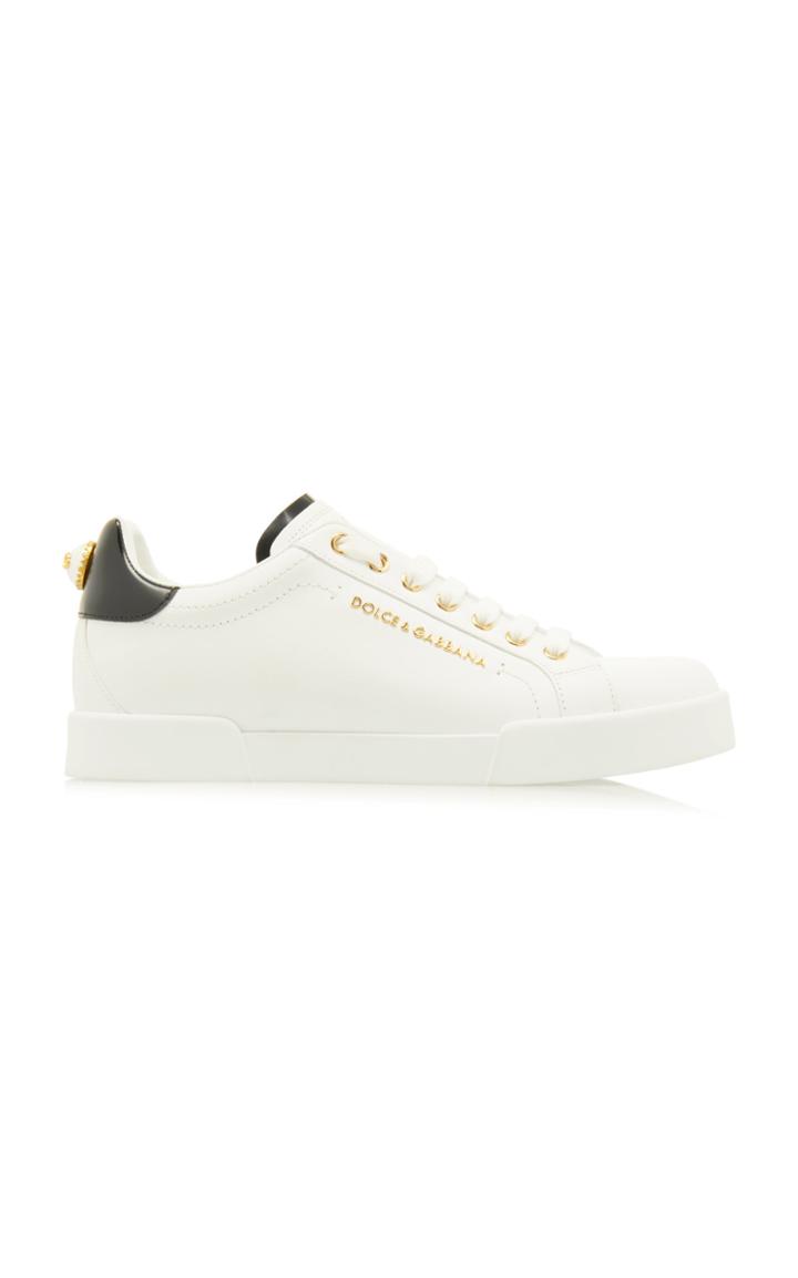Dolce & Gabbana Portofino Patent Leather-trimmed Sneakers