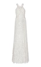 Moda Operandi Jenny Packham Sleeveless Sequined Halter Dress Size: 8