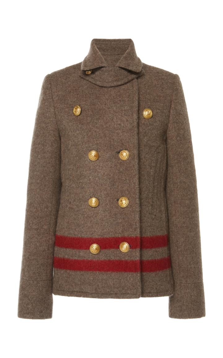 Paco Rabanne Stripe Hem Double Breasted Coat