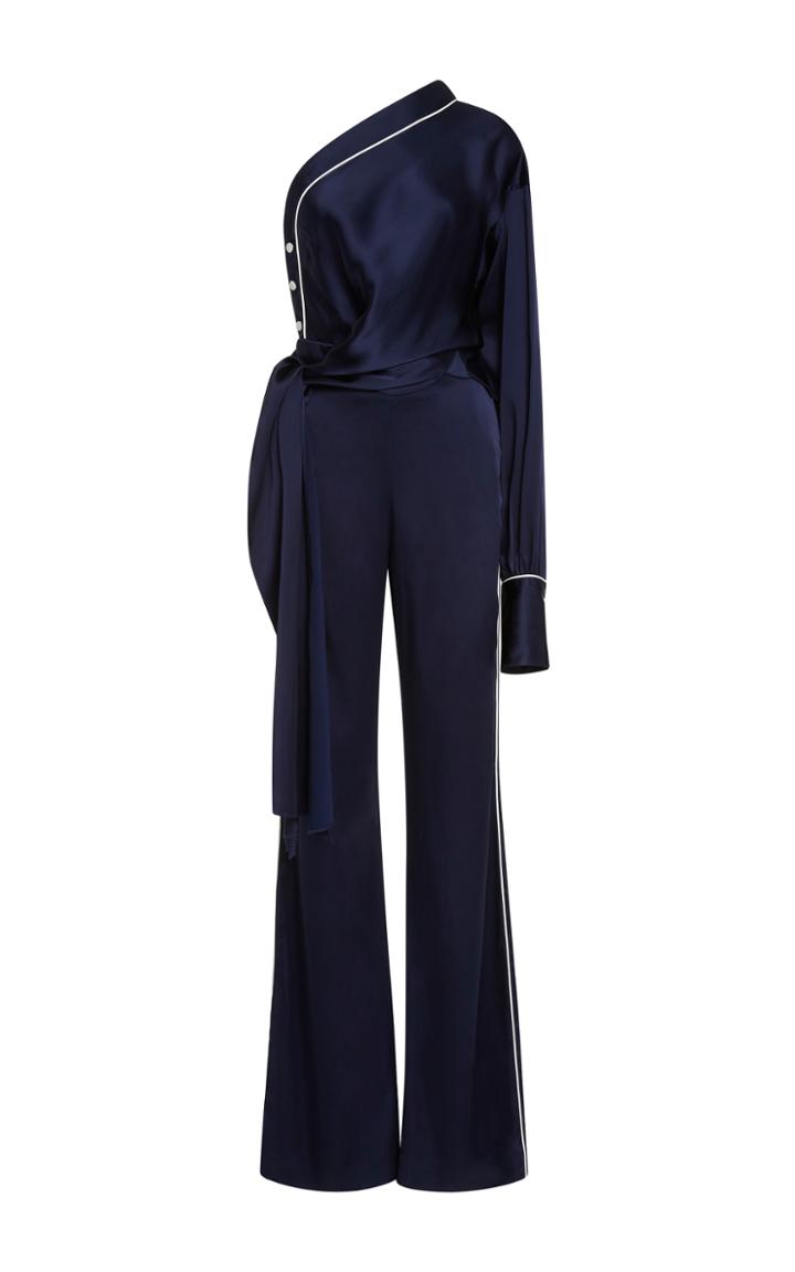 Jonathan Simkhai Solid Sateen Off Shoulder Jumpsuit