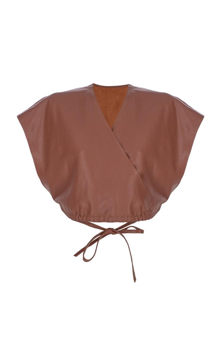 Moda Operandi Zeynep Aray Envelope Leather Cropped Top