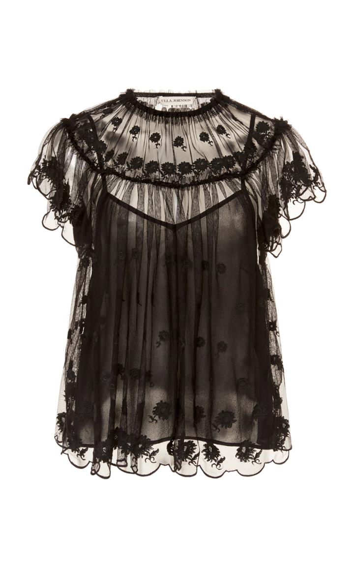 Ulla Johnson Bisou Tulle Short Sleeve Blouse Size: 4