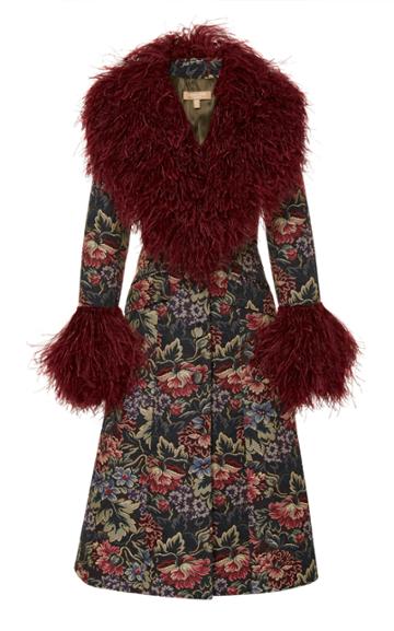 Michael Kors Collection Feather Embroidered Princess Coat
