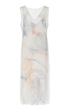 Marina Moscone Marbled Silk Midi Dress