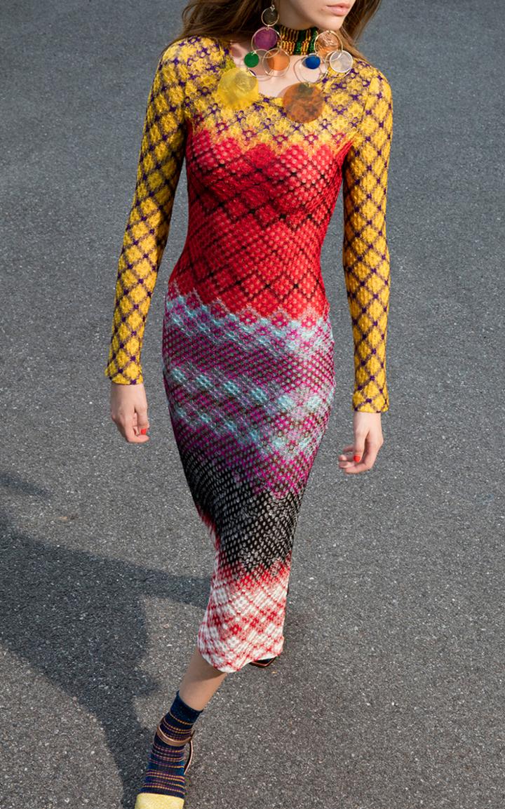 Missoni Fitted Long Sleeved Midi Dress