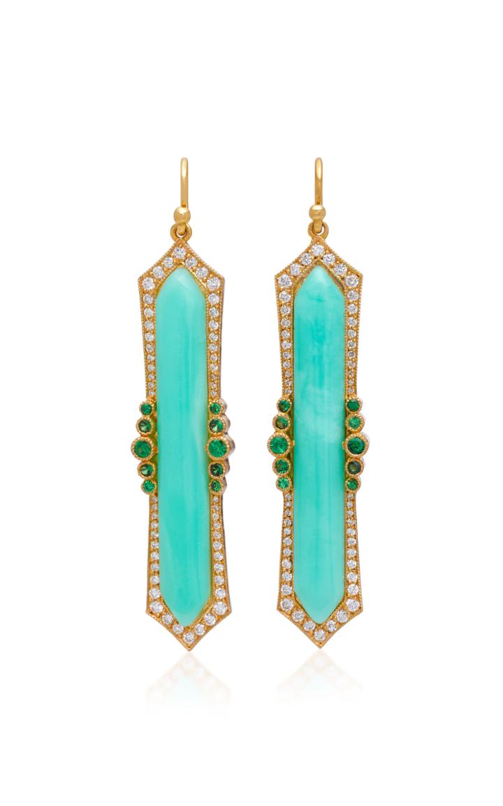 Arman Sarkisyan 22k Gold Chrysoprase And Diamond Earrings