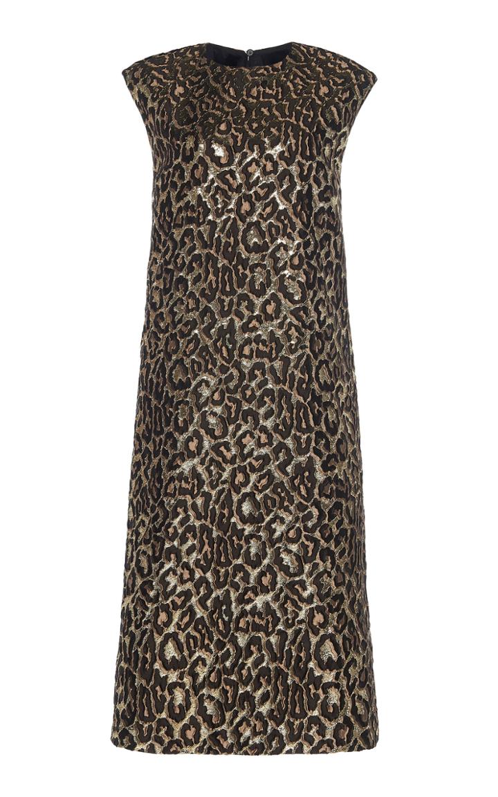 Rochas Onyx Metallic Printed Tube Dress