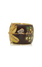 Silvia Furmanovich Marquetry Brown Butterfly Cuff With Antique Diamond Butterfly Accent