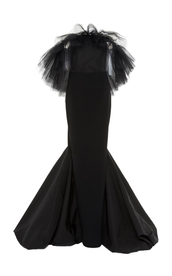 Christian Siriano Ruffled Tulle Crepe Gown
