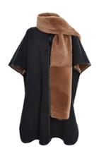 Alberta Ferretti Shearling Leather Poncho