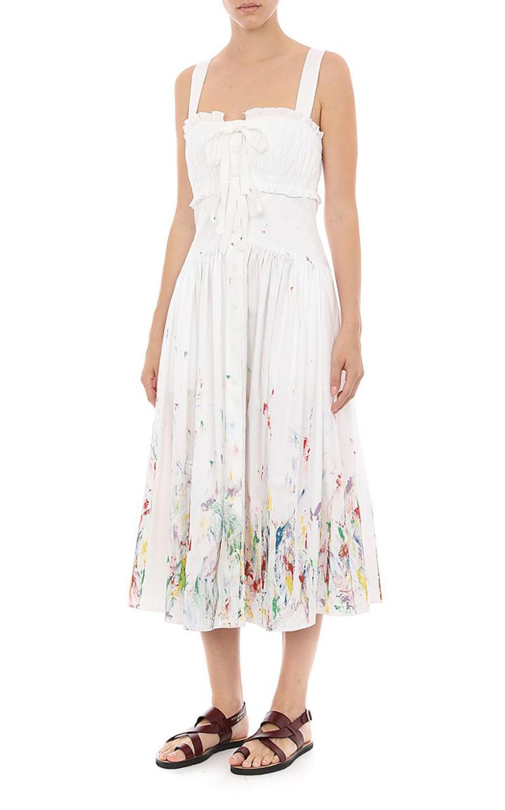 Moda Operandi Philosophy Di Lorenzo Serafini Hand-painted Poplin Dress