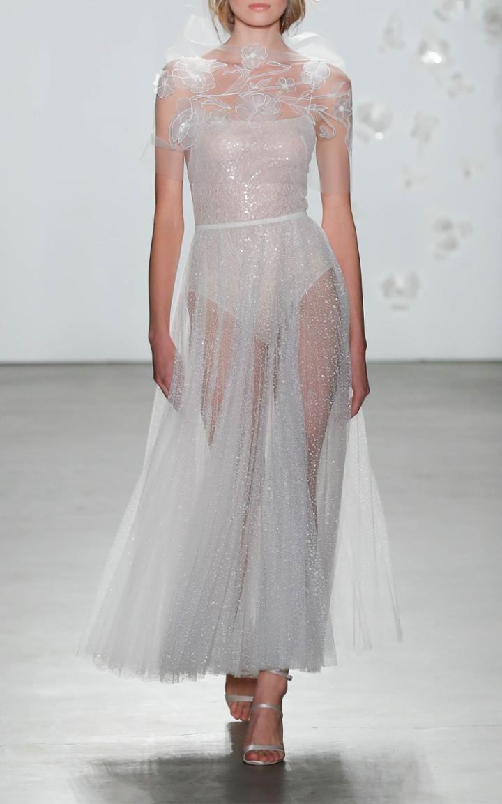 Moda Operandi Mira Zwillinger Tati Crystal Sheer Midi Dress