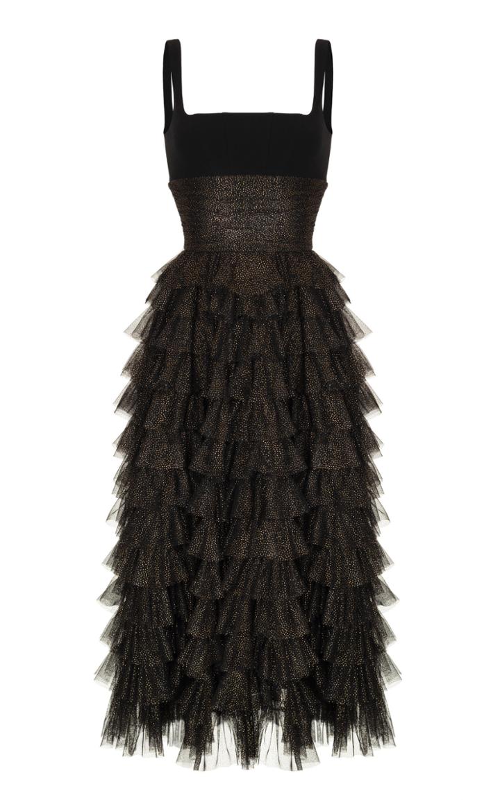 Rasario Polka Dot Metallic Tulle Dress