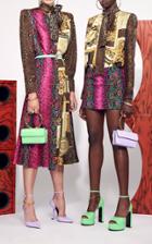 Moda Operandi Versace Patchwork-print Silk Twill Tie-neck Top