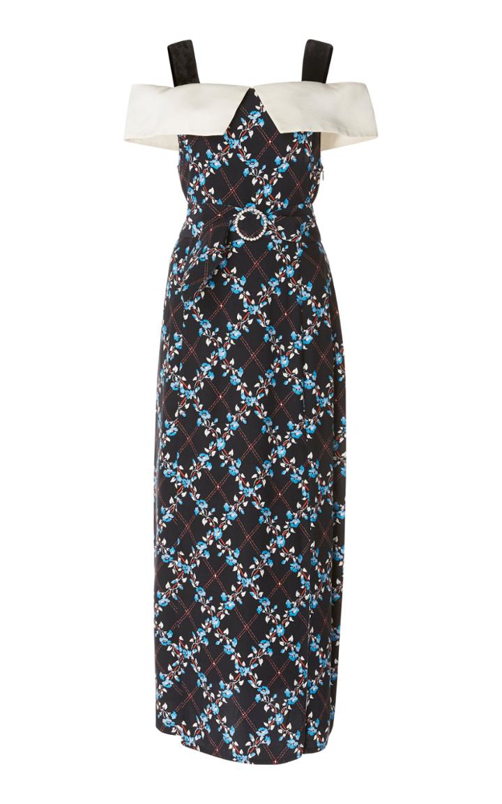 Rixo London Chloe Satin Off Shoulder Dress