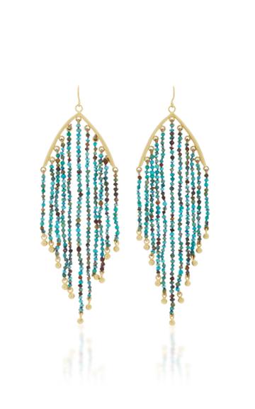 Lfrank Turquoise Bead Feather Earrings
