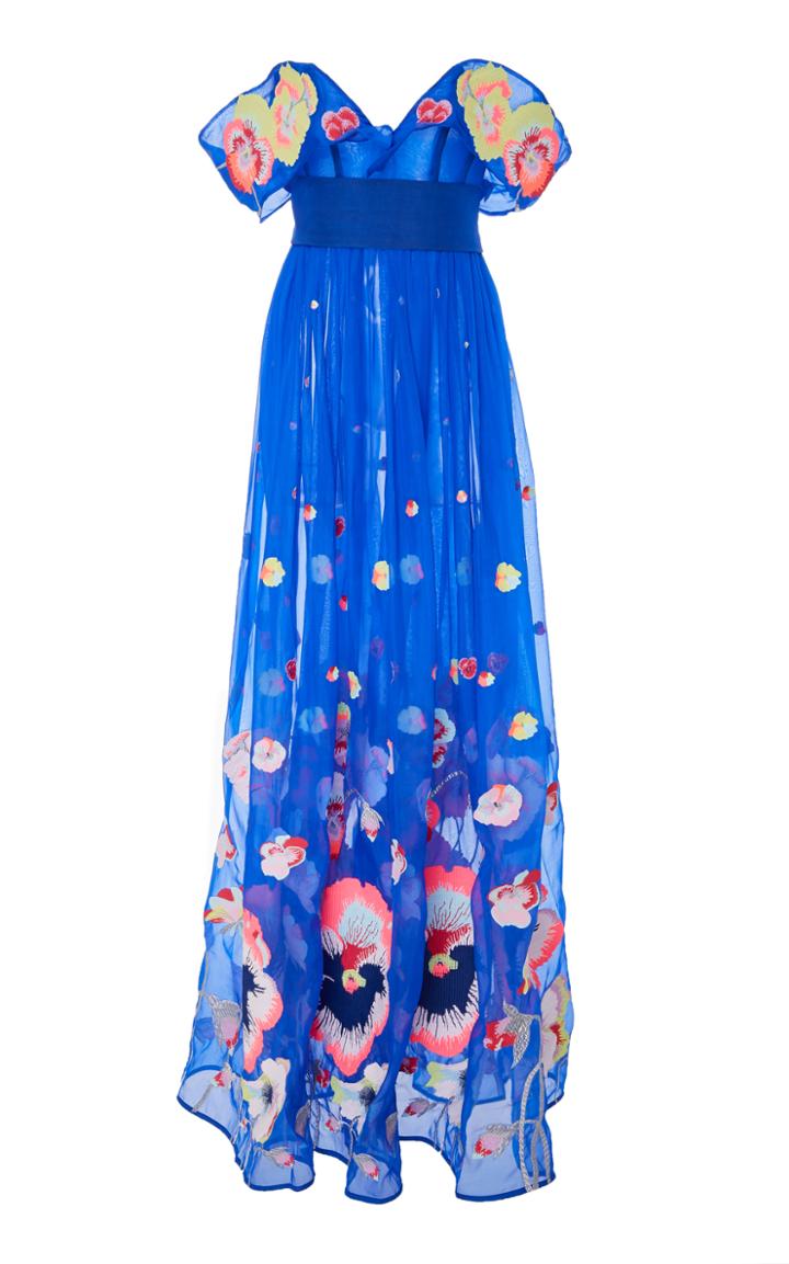 Yuliya Magdych Pansies Organza Maxi Dress