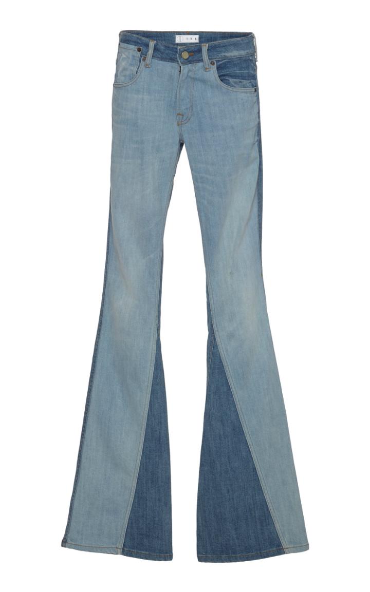 Tre By Natalie Ratabesi Cher Two-tone Low-rise Flared-leg Jeans