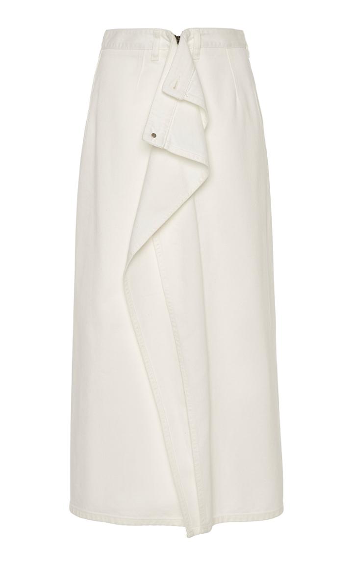 Mm6 Draped Denim Midi Skirt