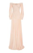 Zac Posen Pleated Off-the-shoulder Gown