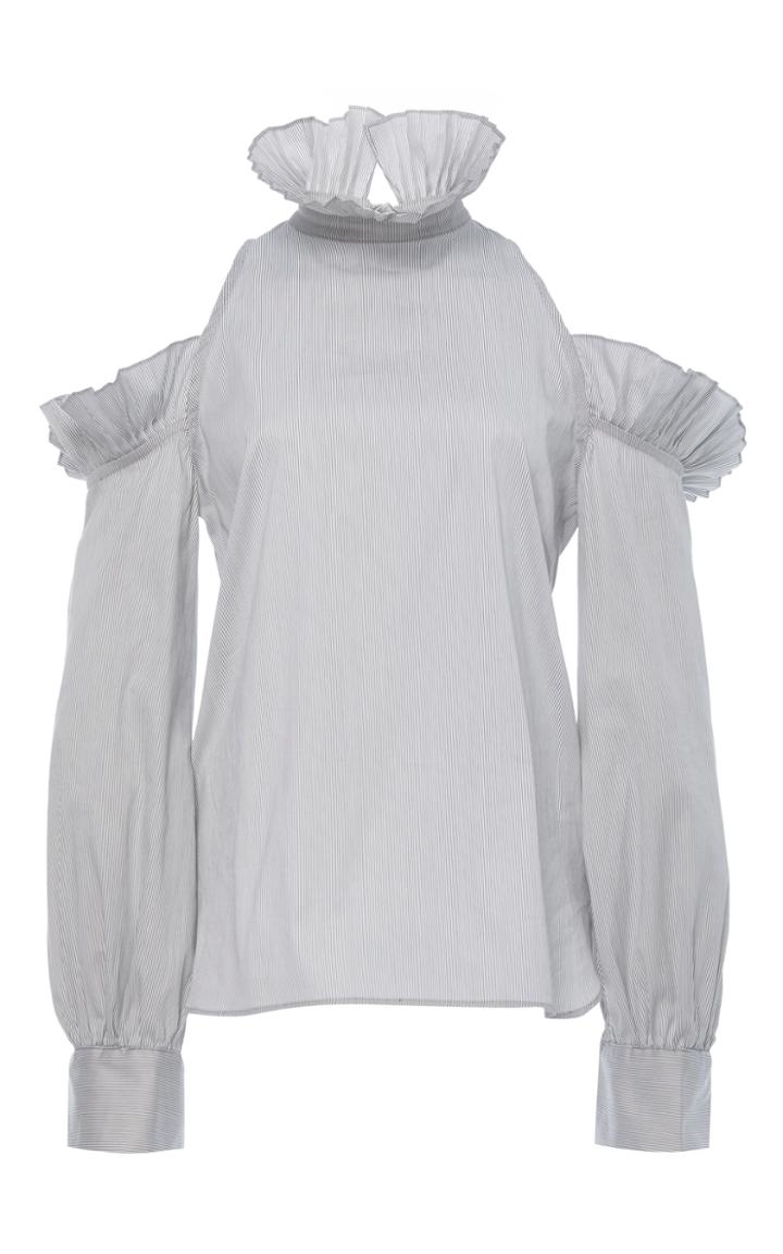 Jonathan Simkhai Pleated Cold Shoulder Blouse