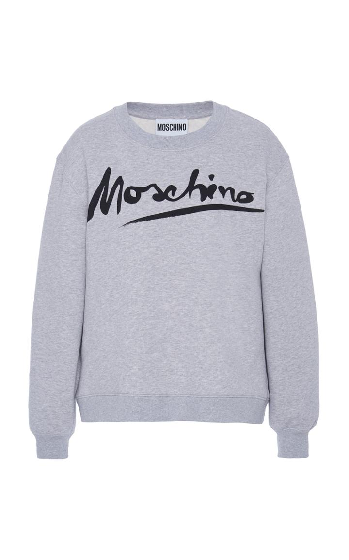 Moda Operandi Moschino Logo-printed Cotton Fleece Sweatshirt Size: 36