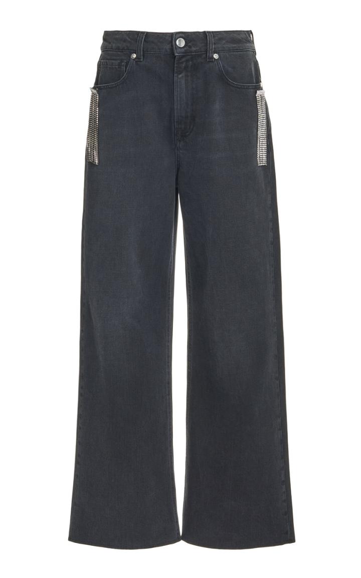 Christopher Kane Crystal Fringe Rigid Mid-rise Wide-leg Jeans