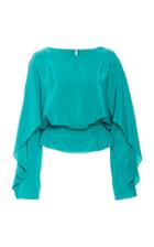 Moda Operandi Burnett New York Cascade-detailed Draped Silk Blouse Size: M