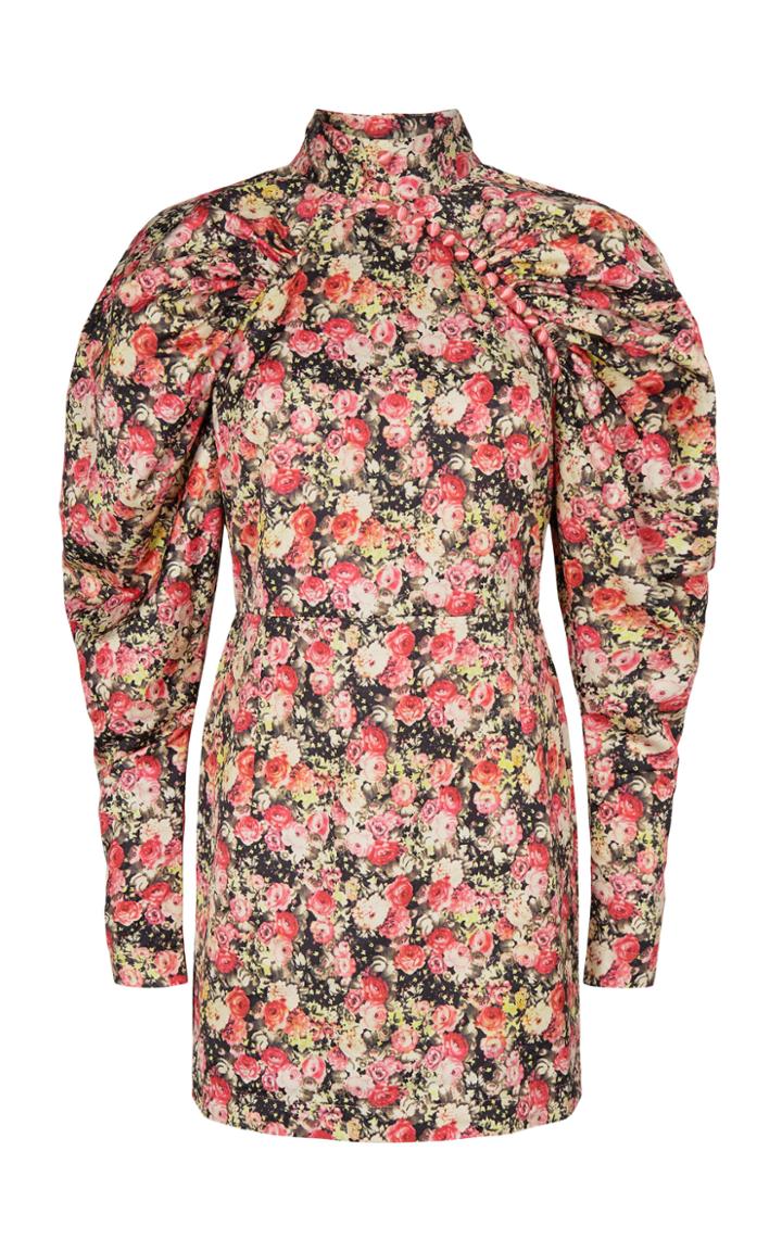 Rotate Kim Ruched Floral-print Stretch-jersey Midi Dress