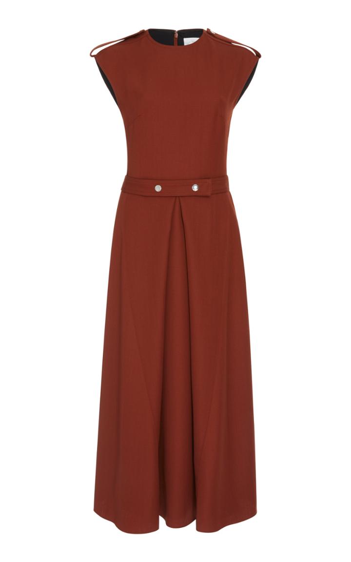 Victoria Beckham Belted Boiled-wool Midi Dress