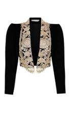 Moda Operandi Raisa Vanessa Embroidered Velvet Cropped Jacket