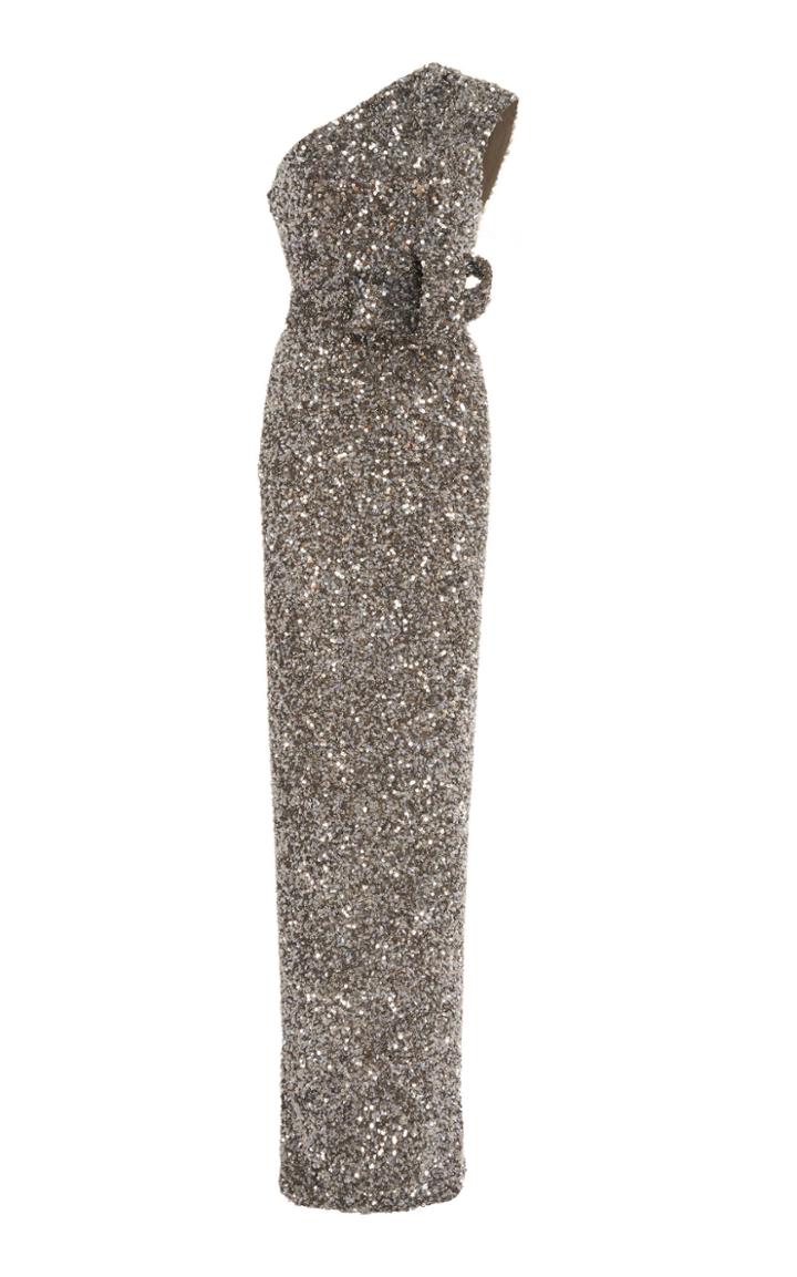 Rachel Gilbert Kristie One-shoulder Sequin Gown