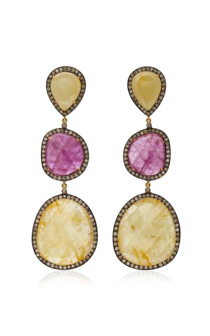 Lauren Craft Collection Layla 18k Gold Multi-stone Earrings