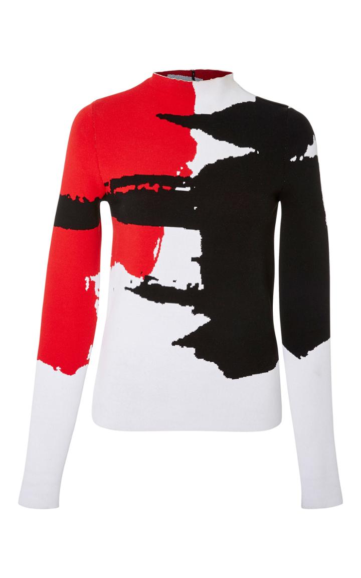 Oscar De La Renta Long Sleeve Knit Top