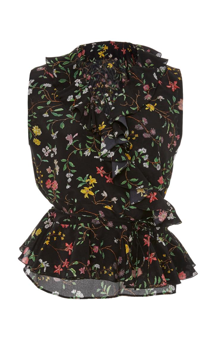 Altuzarra Depeche Ruffled Floral Silk Blouse
