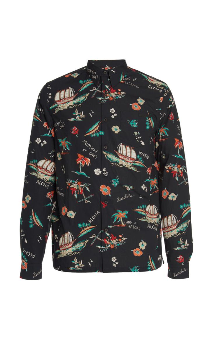Prada Printed Cotton-poplin Shirt Size: 39