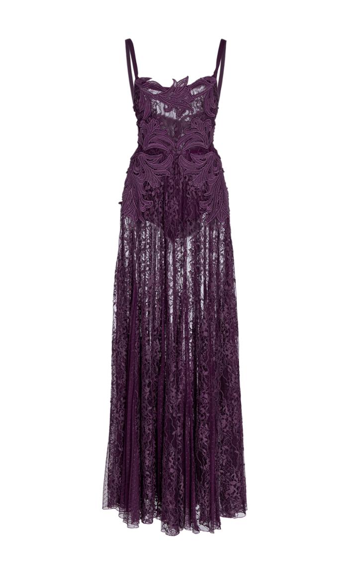Elie Saab Macram Lace Long Dress