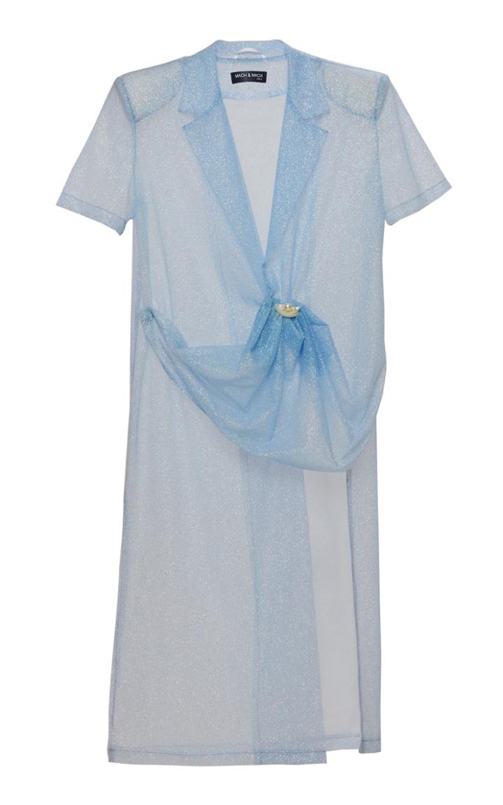 Mach & Mach Sheer Knit Midi Shirt Dress