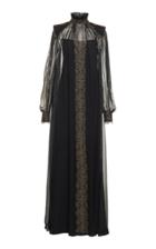Alberta Ferretti Ruffle High Neck Gown