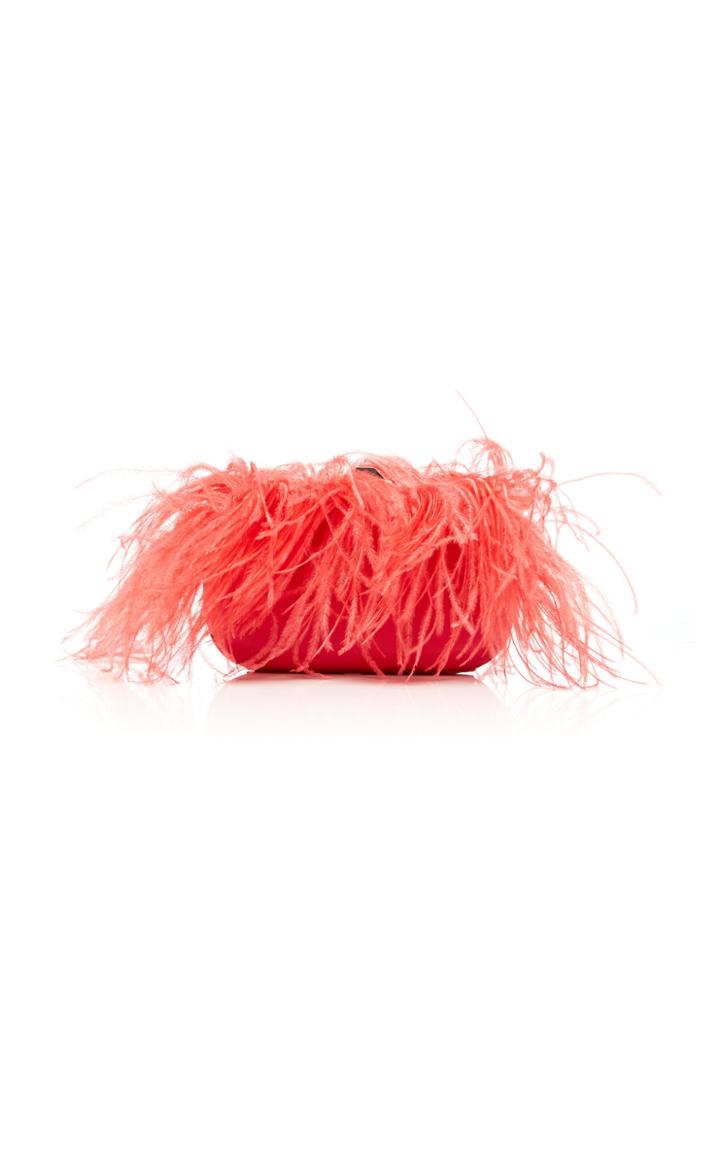 Giambattista Valli Satin And Ostrich Clutch