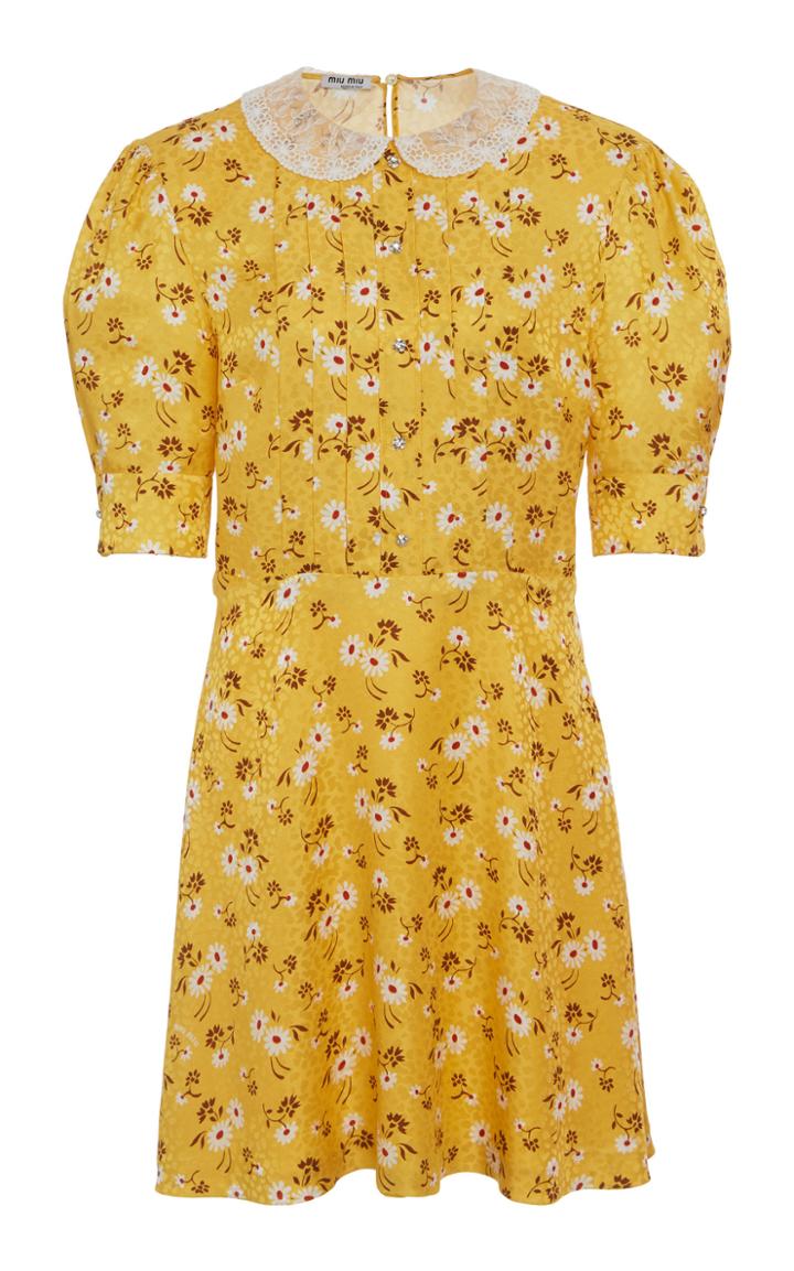 Miu Miu Floral Pleated Mini Dress