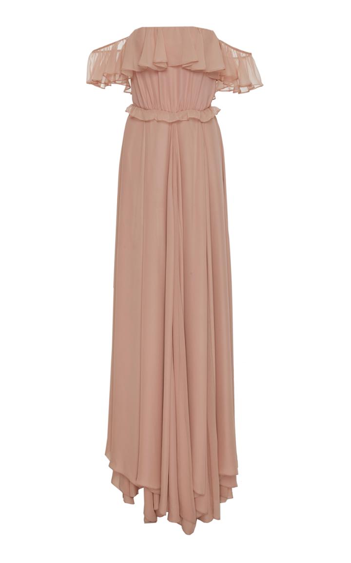 Oday Shakar Off The Shoulder Ruffled Gown