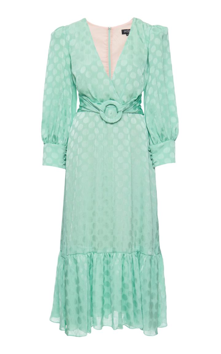 Moda Operandi Patbo Satin Dot Belted Midi Dress Size: 0