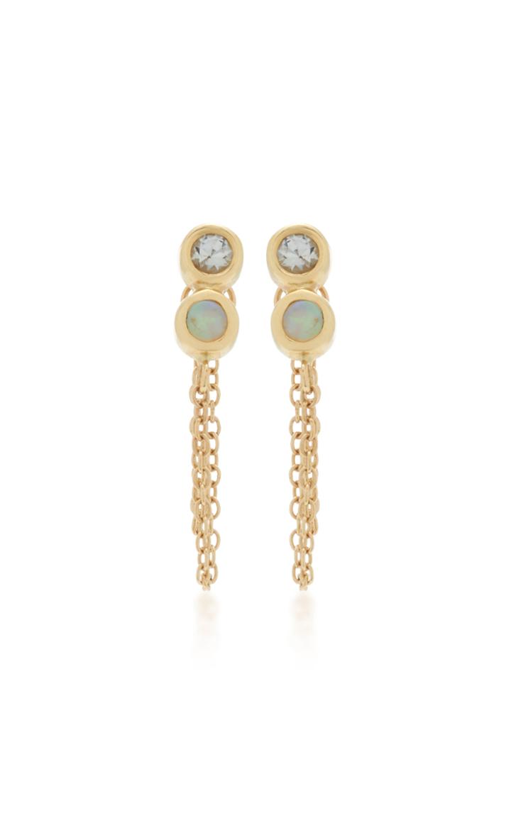 Scosha Infinity 10k Gold, White Sapphire And Opal Earrings