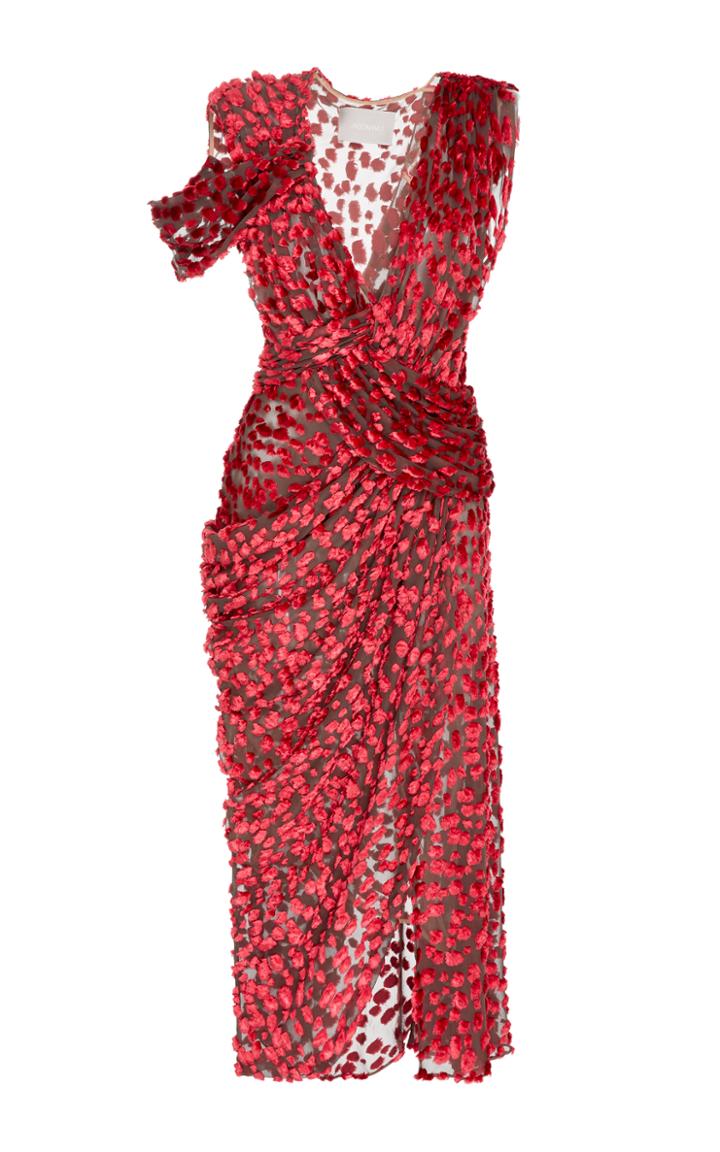 Jason Wu Velevt Devore V-neck Draped Dress