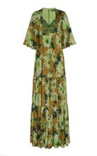 Andrew Gn Embellished Floral Print Silk-blend Gown