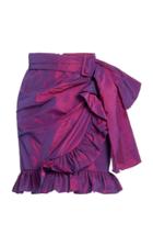 Moda Operandi Costarellos Dulcina Ruffled Taffeta Mini Wrap Skirt