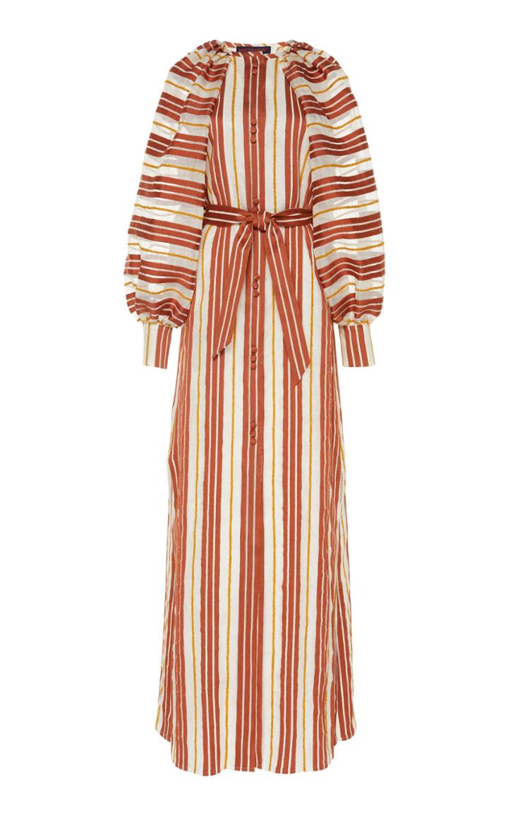 Martin Grant Virgin Wool Balloon Sleeve Organza Maxi Dress