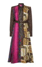 Moda Operandi Versace Patchwork-print Silk Twill Tie-neck Midi Dress